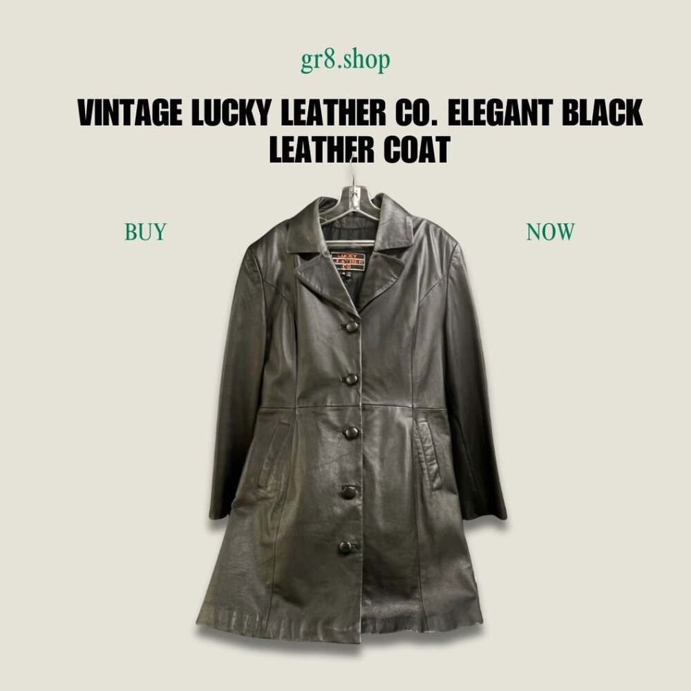Vintage Lucky Wome'ns XLLeather Co. Elegant Black Leather Coat
